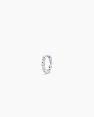 14k White Gold Diamond Pav?? Single Huggie